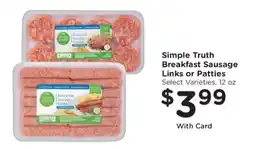 Kroger Simple Truth Breakfast Sausage Links or Patties offer