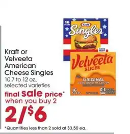Giant Eagle Kraft or Velveeta American Cheese Singles offer