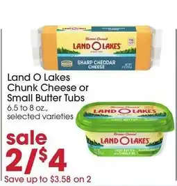 Giant Eagle Land O Lakes Chunk Cheese or Small Butter Tubs offer