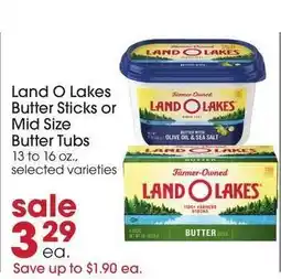 Giant Eagle Land O Lakes Butter Sticks or Mid Size Butter Tubs offer