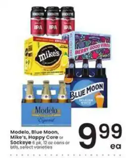 Albertsons Modelo, Blue Moon, Mike's, Happy Core, Sockeye offer