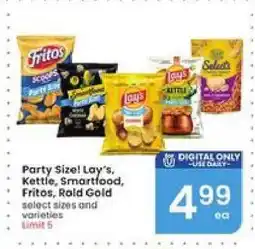 Albertsons Party Size Lay's, Kettle, Smartfood, Fritos, Rold Gold offer