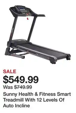 Dick's Sporting Goods Sunny Health & Fitness Smart Treadmill With 12 Levels Of Auto Incline offer