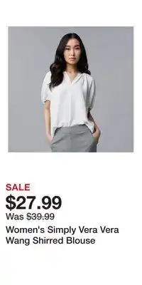 Kohl's Women's Simply Vera Vera Wang Shirred Blouse offer