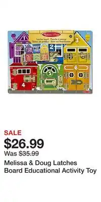 Kohl's Melissa & Doug Latches Board Educational Activity Toy offer