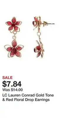 Kohl's LC Lauren Conrad Gold Tone & Red Floral Drop Earrings offer