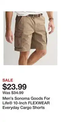 Kohl's Men's Sonoma Goods For Life 10-Inch FLEXWEAR Everyday Cargo Shorts offer