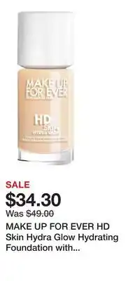 Kohl's MAKE UP FOR EVER HD Skin Hydra Glow Hydrating Foundation with Hyaluronic Acid offer