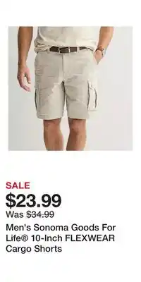 Kohl's Men's Sonoma Goods For Life 10-Inch FLEXWEAR Cargo Shorts offer