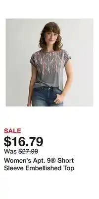 Kohl's Women's Apt. 9 Short Sleeve Embellished Top offer