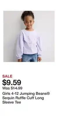Kohl's Girls 4-12 Jumping Beans Sequin Ruffle Cuff Long Sleeve Tee offer