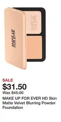 Kohl's MAKE UP FOR EVER HD Skin Matte Velvet Blurring Powder Foundation offer