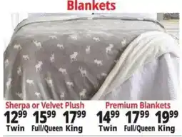 Ocean State Job Lot Sherpa or Velvet Plush Blankets offer