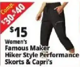 Ocean State Job Lot Women's famous maker hiker style performance skorts & capri's offer