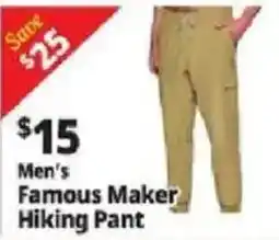 Ocean State Job Lot Men's famous maker hiking pant offer