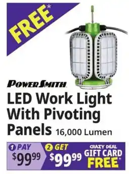 Ocean State Job Lot PowerSmith LED Work Light With Pivoting Panels offer