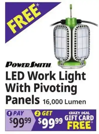 Ocean State Job Lot PowerSmith LED Work Light With Pivoting Panels offer