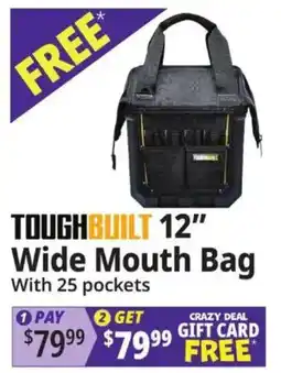 Ocean State Job Lot Toughbuilt 12" Wide Mouth Bag offer