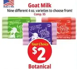 Ocean State Job Lot Botanical Goat Milk Bar Soap offer