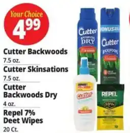 Ocean State Job Lot Your Choice Cutter Backwoods, Cutter Skinsations, Cutter Backwoods Dry, Repel 7% Deet Wipes offer