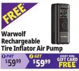 Ocean State Job Lot Warwolf Rechargeable Tire Inflator Air Pump offer