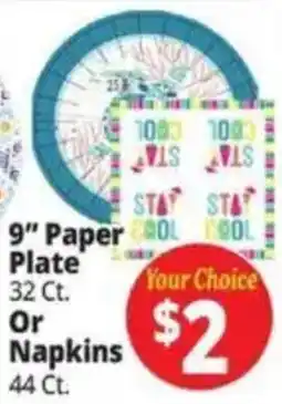 Ocean State Job Lot 9" Paper Plate Or Napkins offer