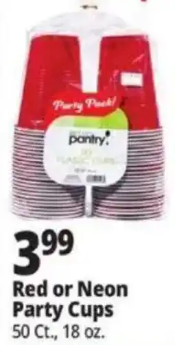 Ocean State Job Lot Party Pantry red or neon party cups offer