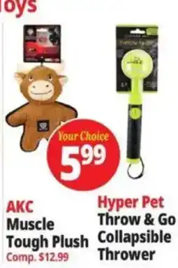 Ocean State Job Lot Your Choice AKC Muscle Tough Plush or Hyper Pet Throw & Go Collapsible Thrower offer