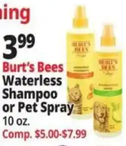Ocean State Job Lot Burt's Bees Waterless Shampoo or Pet Spray offer