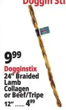 Ocean State Job Lot Dogginstix 24" Braided Lamb Collagen or Beef/Tripe offer