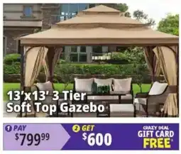 Ocean State Job Lot 13'x13' 3 Tier Soft Top Gazebo offer