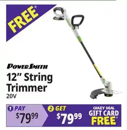 Ocean State Job Lot POWERSMITH 12 String Trimmer offer