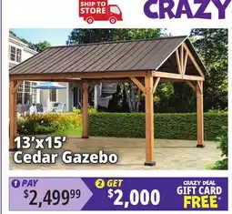 Ocean State Job Lot 13' x 15' Cedar Gazebo offer