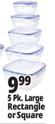 Ocean State Job Lot 5 Pk. Large Rectangle or Square Plastic Food Containers offer