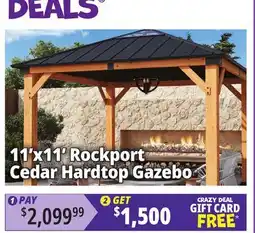 Ocean State Job Lot Rockport 11' x 11' Cedar Wood Hard Top Gazebo offer