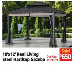 Ocean State Job Lot Real Living 10' x 12' Heavy-Duty Steel Hardtop Gazebo Black offer