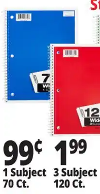 Ocean State Job Lot Wide Rule 1 Subject Spiral Notebook 70 Sheet offer