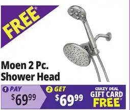 Ocean State Job Lot MOEN 3-Spray 7.5 in. Dual Tub Wall Mount Fixed and Handheld Shower Head Brushed Nickel offer