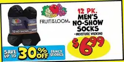 Ollie's FRUIT OF THE LOOM MEN'S NO-SHOW SOCKS offer
