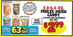 Ollie's CRAZY CANDY 3.9-5.4 OZ. FREEZE DRIED CANDY offer