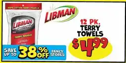 Ollie's LIBMAN TERRY TOWELS offer
