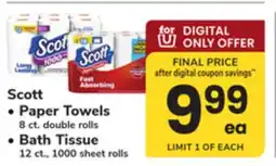 ACME Scott Paper Towels 8 ct. double rolls, Bath Tissue 12 ct., 1000 sheet rolls offer