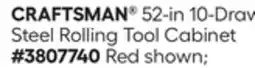 Lowe's CRAFTSMAN 52-in 10-Draw Steel Rolling Tool Cabinet offer