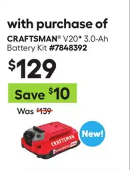 Lowe's V20+ 3.0-Ah Battery Kit offer