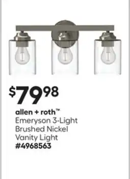 Lowe's Emeryson 3-Light Brushed Nickel Vanity Light offer