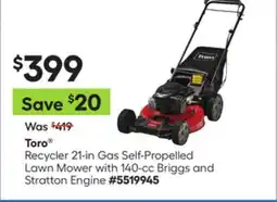 Lowe's Toro Recycler 21-in Gas Self-Propelled Lawn Mower with 140-cc Briggs and Stratton Engine offer