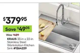 Lowe's 33-in x 22-in Stainless Steel Workstation Kitchen Sink offer