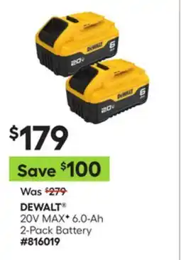 Lowe's 20V MAX⁺ 6.0-Ah 2-Pack Battery offer