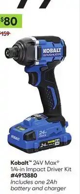 Lowe's 24V MaxC 1/4-in Impact Driver Kit offer