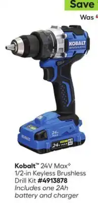 Lowe's Kobalt 24V MaxC 1/2-in Keyless Brushless Drill Kit offer